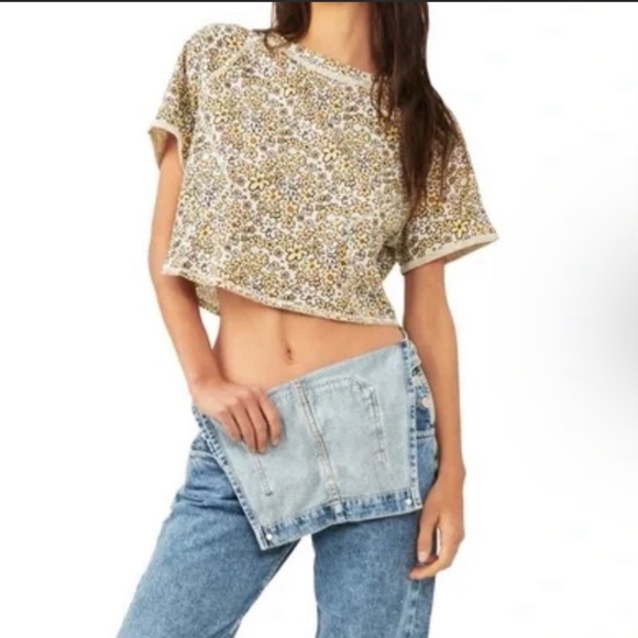 🌼Free People 🌼Sammie Stripe Cotton Crop Raglan Tee ☮️ BNWT ☮️ - Picture 6 of 16